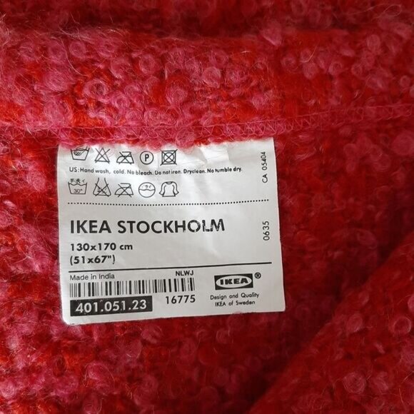IKEA Stockholm Fuzzy & Soft Mohair Wool Blend Blanket Red & Pink - Picture 6 of 7
